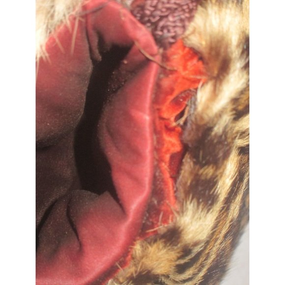 GORGEOUS VINTAGE 40'S GENUINE LEOPARD FUR MUFF & PURSE W CLASP POCKETS RICH WoW - Picture 12 of 12